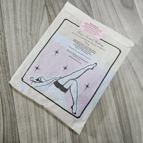 What Katie Did Glamour Sheer Contrast Seamed Stockings Champagne / Sky Baby Blue - Picture 9 of 10